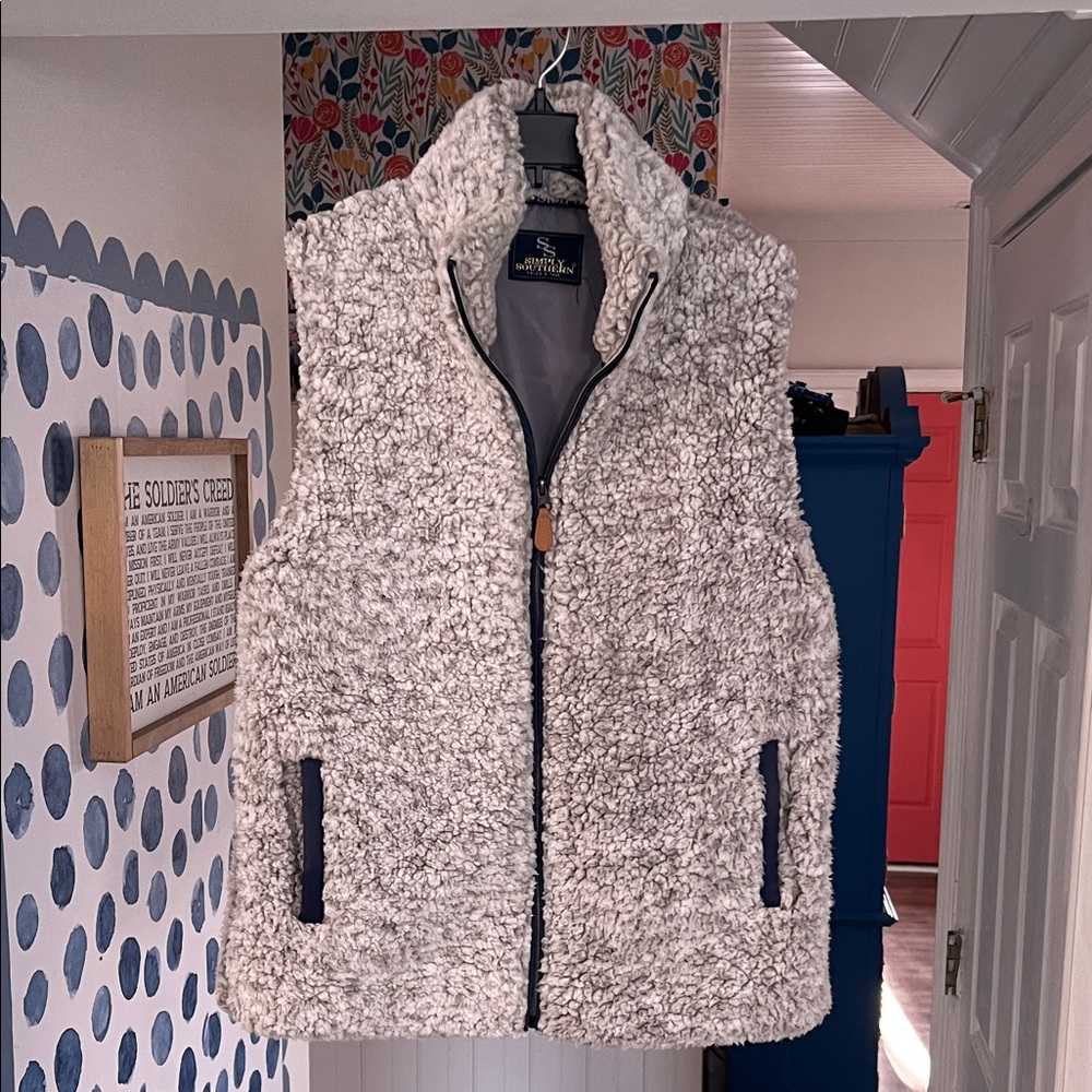 Simply Southern White and Gray Sherpa Vest